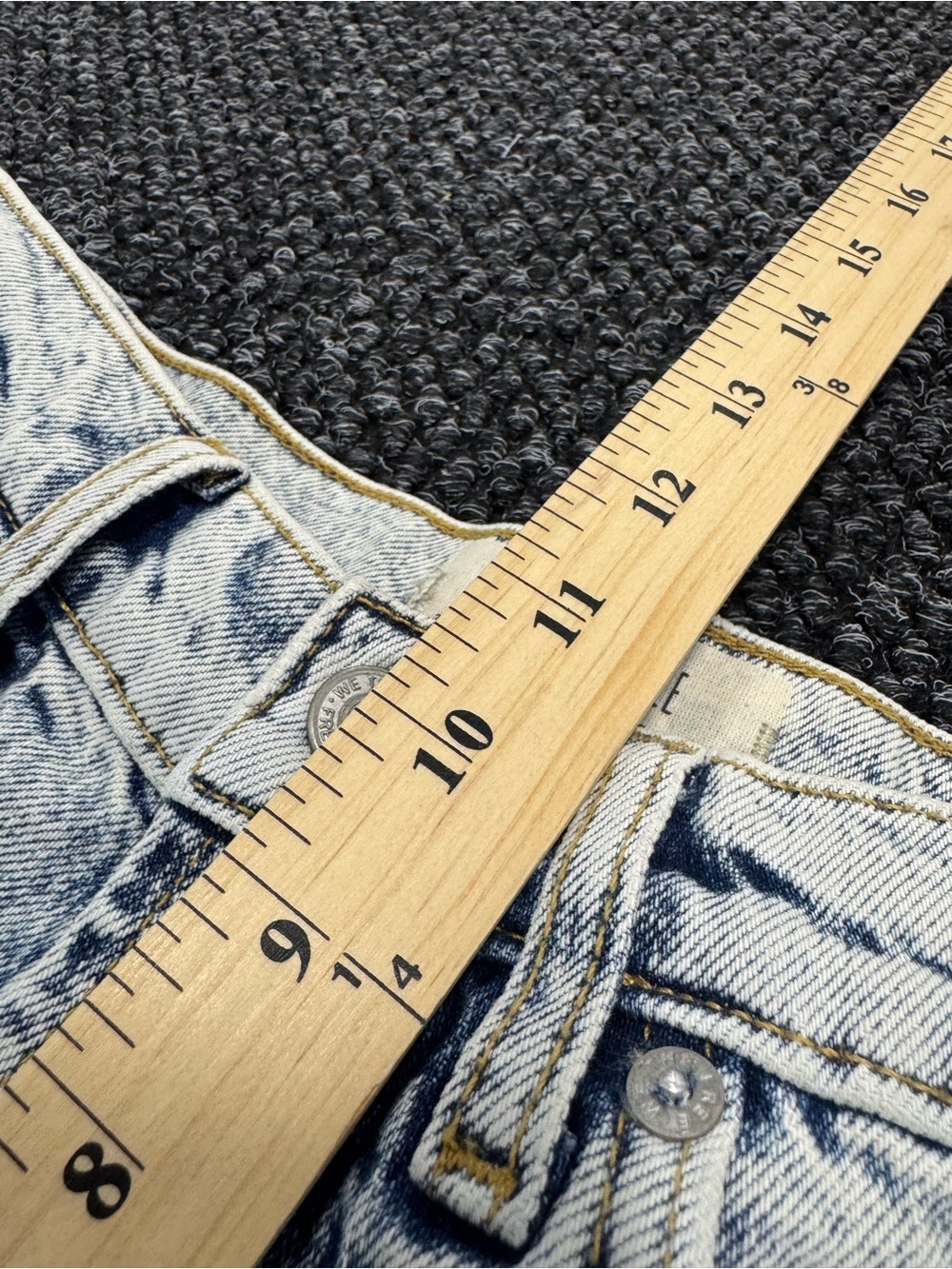 Free People We The Free Womens 27 High Rise Straight Leg Raw Hem Acid Wash Jeans - Picture 11 of 13